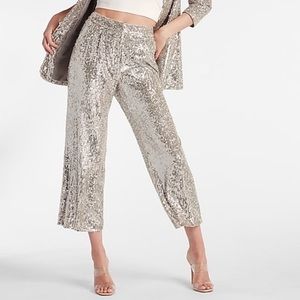 Express High Waisted Sequin Cropped Pants Medium New with Tags